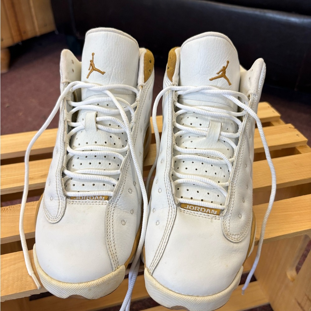 Jordan Kids White and Gold Sneakers